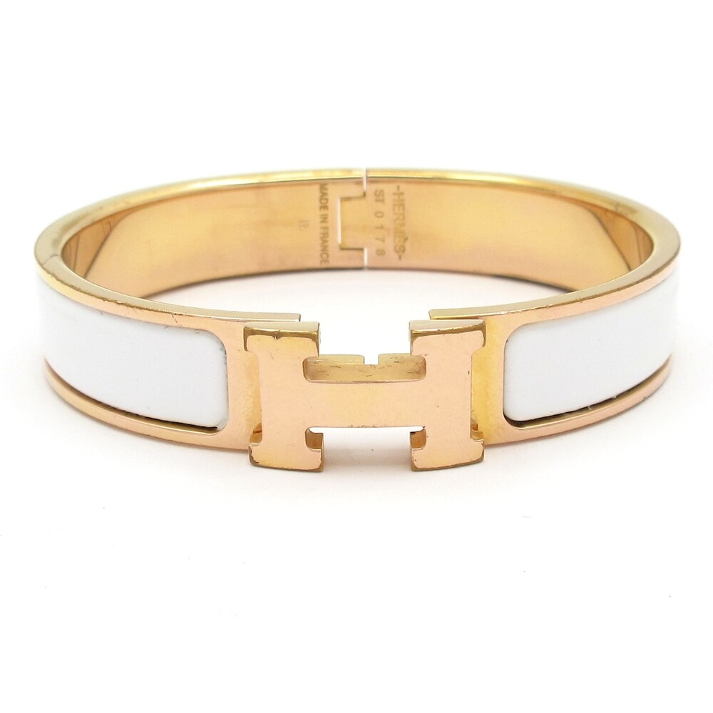 Hermès Clic H Bangle Rose Gold White Hardware Ceramic